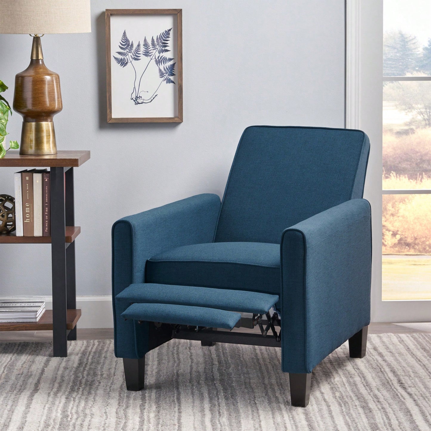 Stylish Smoke Fabric Push Back Chair For Sophisticated Living Spaces