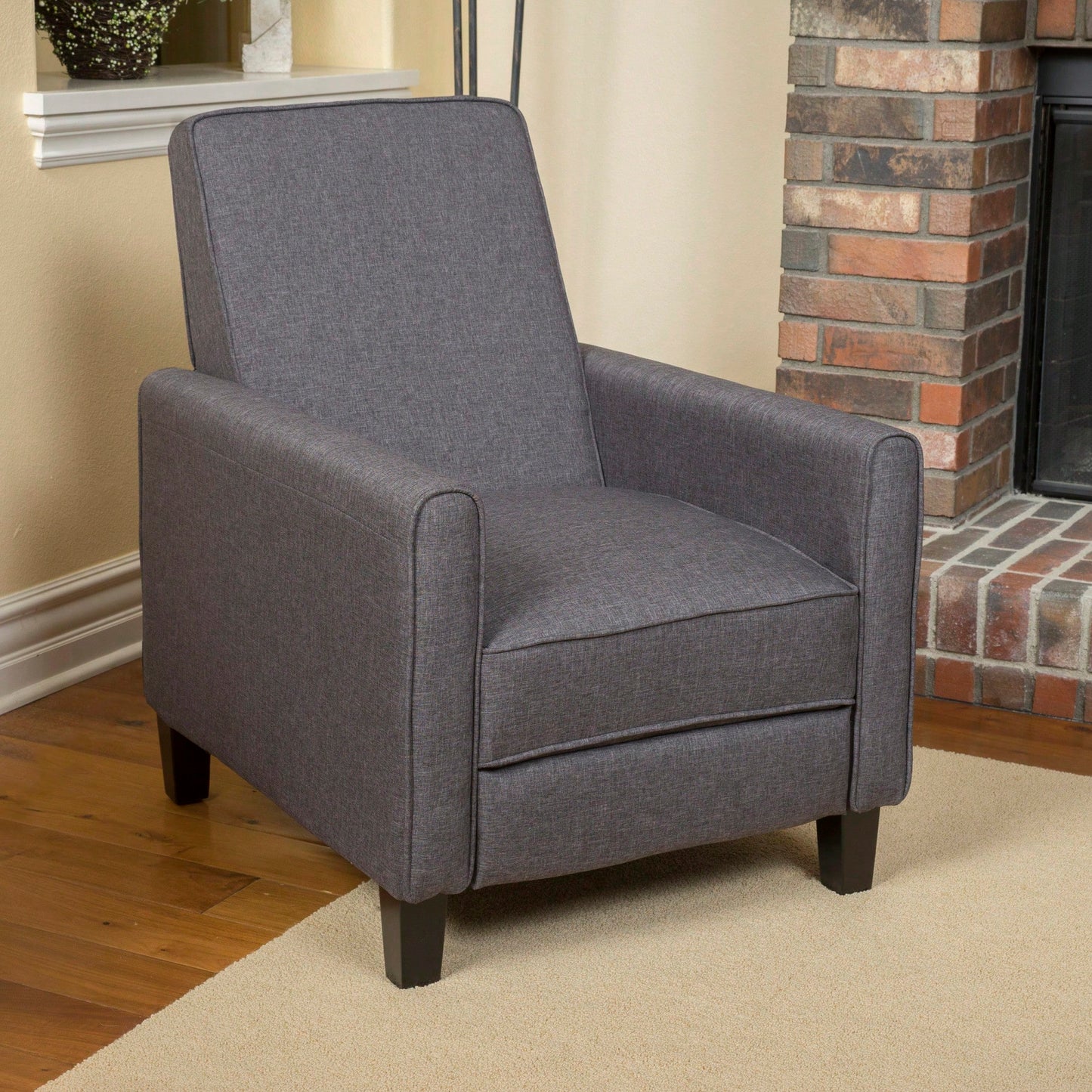 Stylish Smoke Fabric Push Back Chair For Sophisticated Living Spaces