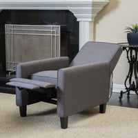 Stylish Smoke Fabric Push Back Chair For Sophisticated Living Spaces