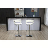 Adjustable Counter Height Swivel Bar Stools Set Of 2 With Footrest For Kitchen And Dining Room