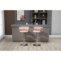 Adjustable Counter Height Swivel Bar Stools Set Of 2 With Footrest For Kitchen And Dining Room