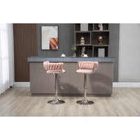 Adjustable Counter Height Swivel Bar Stools Set Of 2 With Footrest For Kitchen And Dining Room