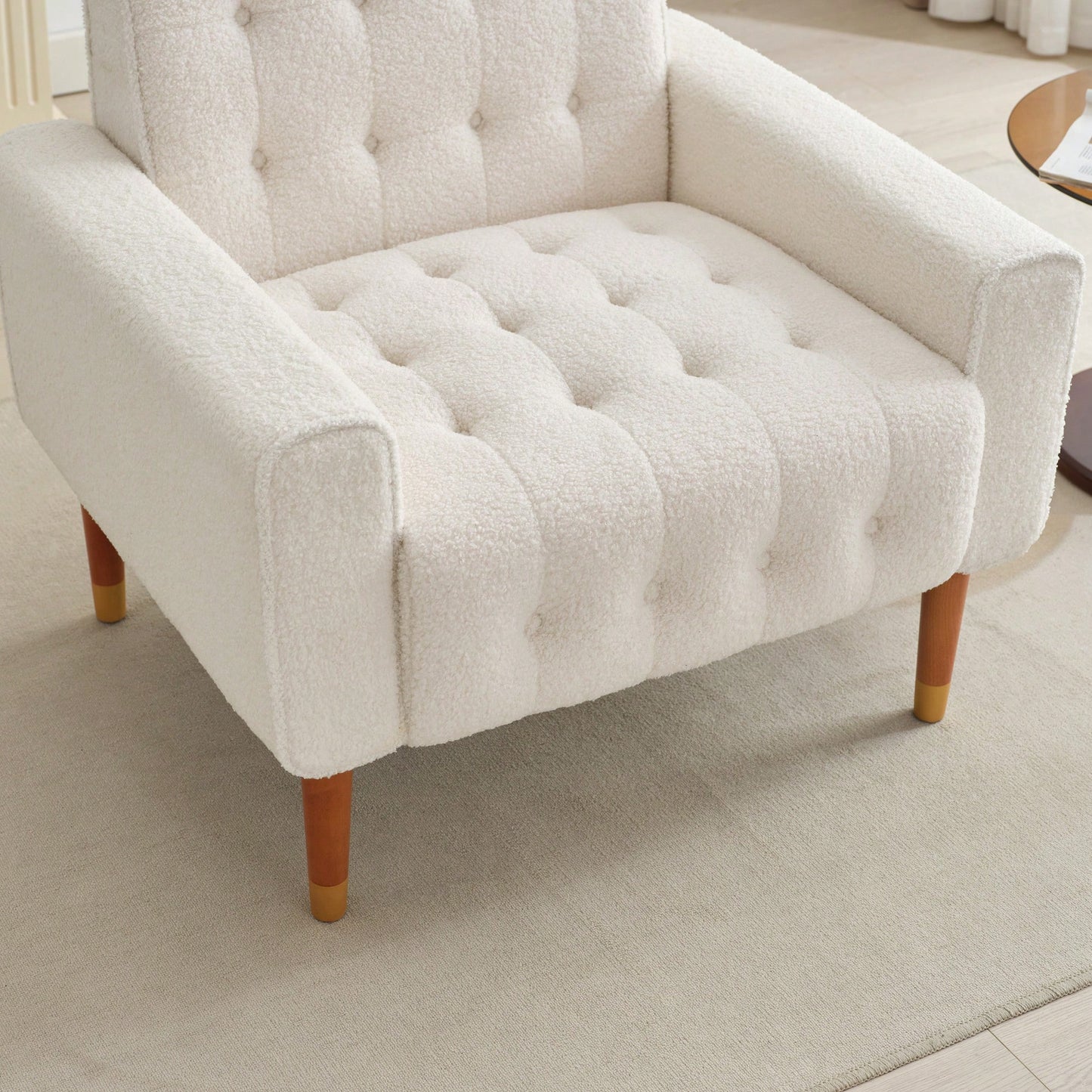 Modern Tufted Back Comfy Arm Chair For Living Room Bedroom And Study