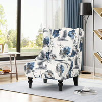 High-Back Fabric Club Chair With Stylish Print Design For Modern Living Spaces