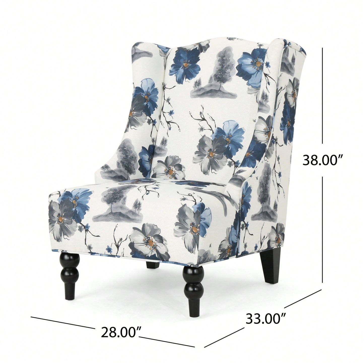 High-Back Fabric Club Chair With Stylish Print Design For Modern Living Spaces