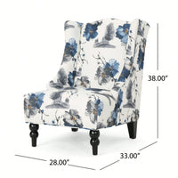 High-Back Fabric Club Chair With Stylish Print Design For Modern Living Spaces