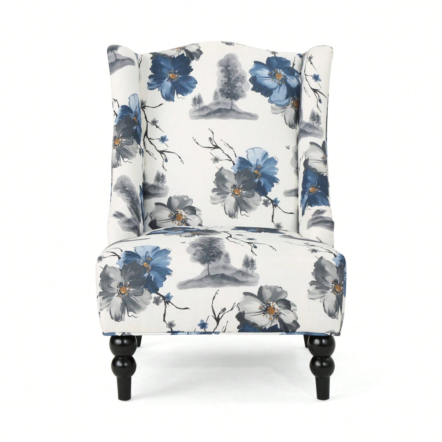 High-Back Fabric Club Chair With Stylish Print Design For Modern Living Spaces