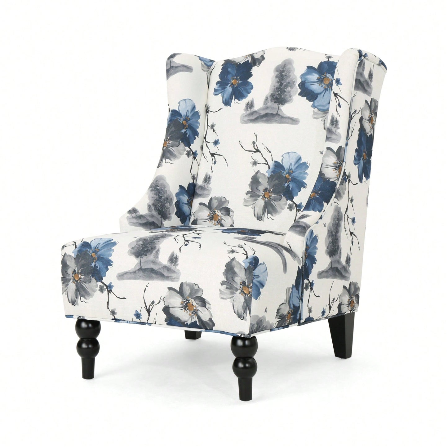 High-Back Fabric Club Chair With Stylish Print Design For Modern Living Spaces