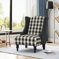 High-Back Fabric Club Chair With Stylish Print Design For Modern Living Spaces