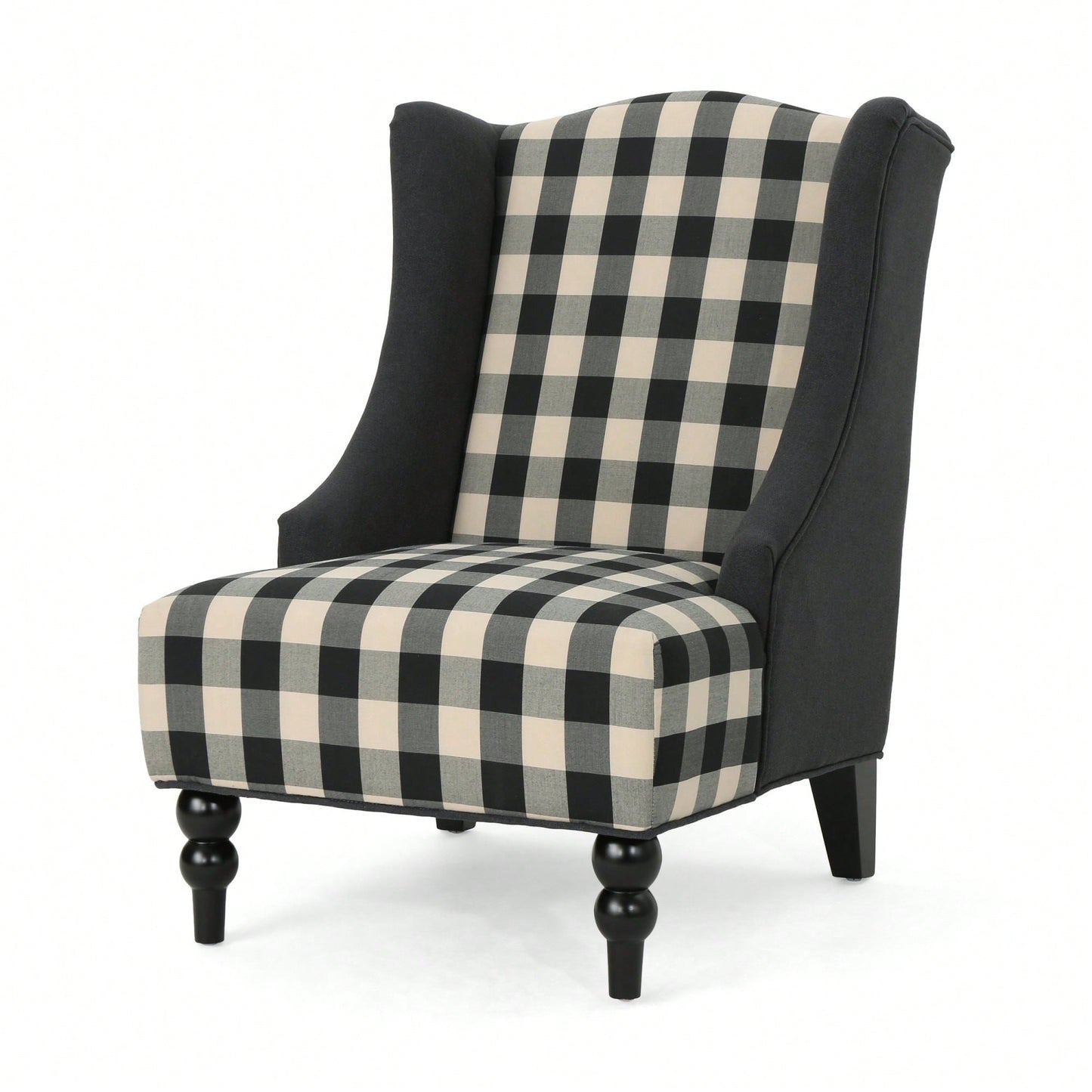 High-Back Fabric Club Chair With Stylish Print Design For Modern Living Spaces