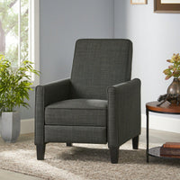 Elegant Dark Grey Linen Push Back Chair For Stylish Home Decor
