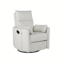 Upholstered Swivel Recliner Chair With Rocker Function And Removable Pillows For Nursery And Living Room In Beige