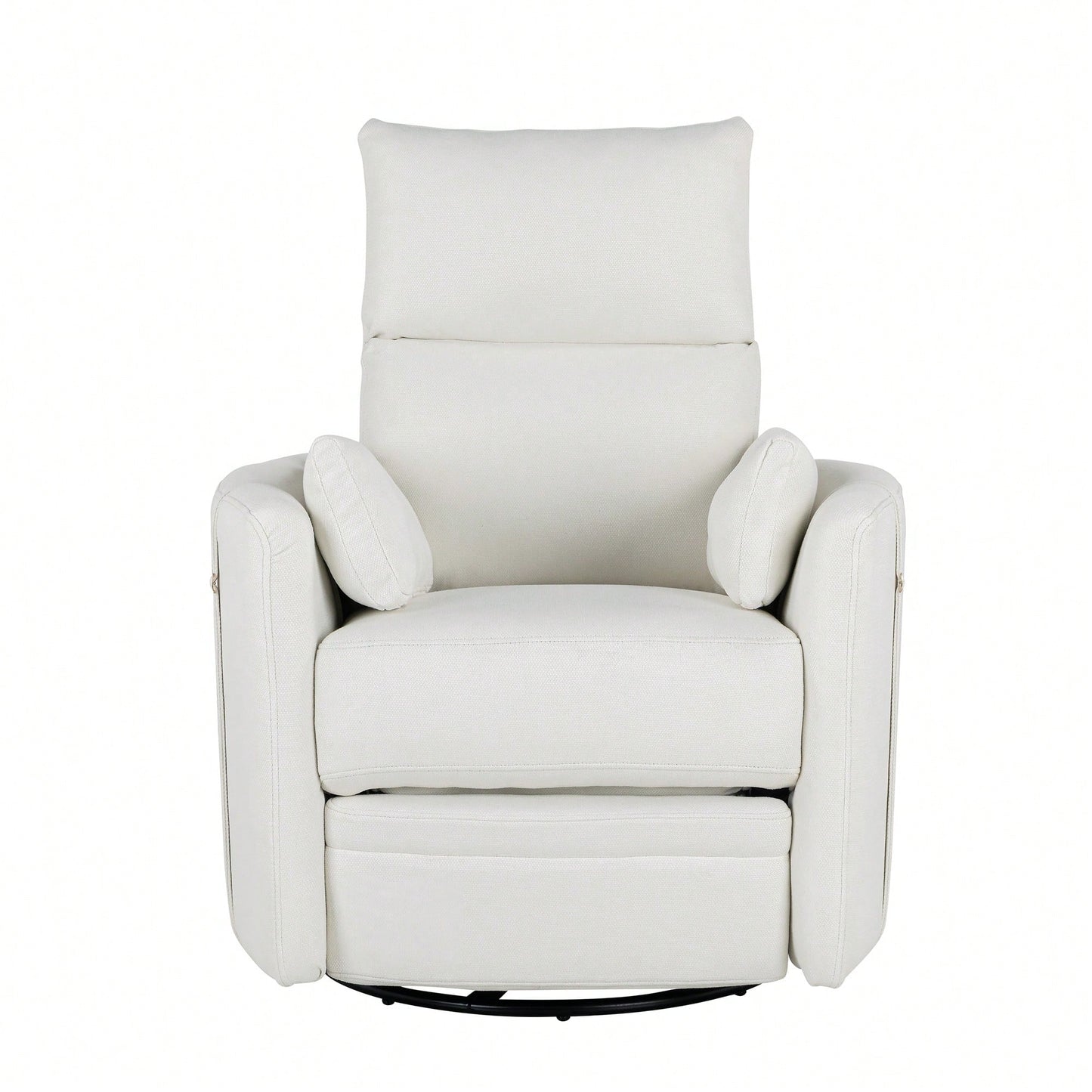 Upholstered Swivel Recliner Chair With Rocker Function And Removable Pillows For Nursery And Living Room In Beige