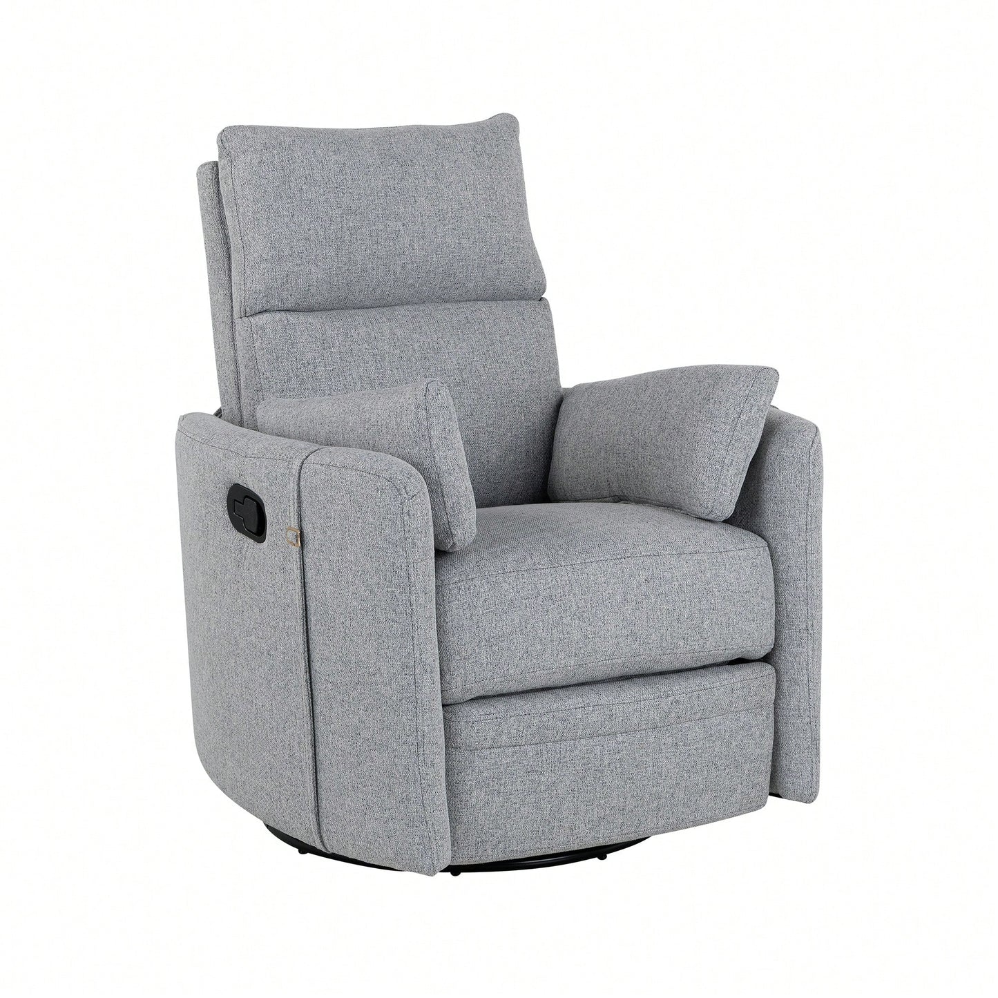 Upholstered Swivel Recliner Chair With Rocker Function And Removable Pillows For Nursery And Living Room In Beige