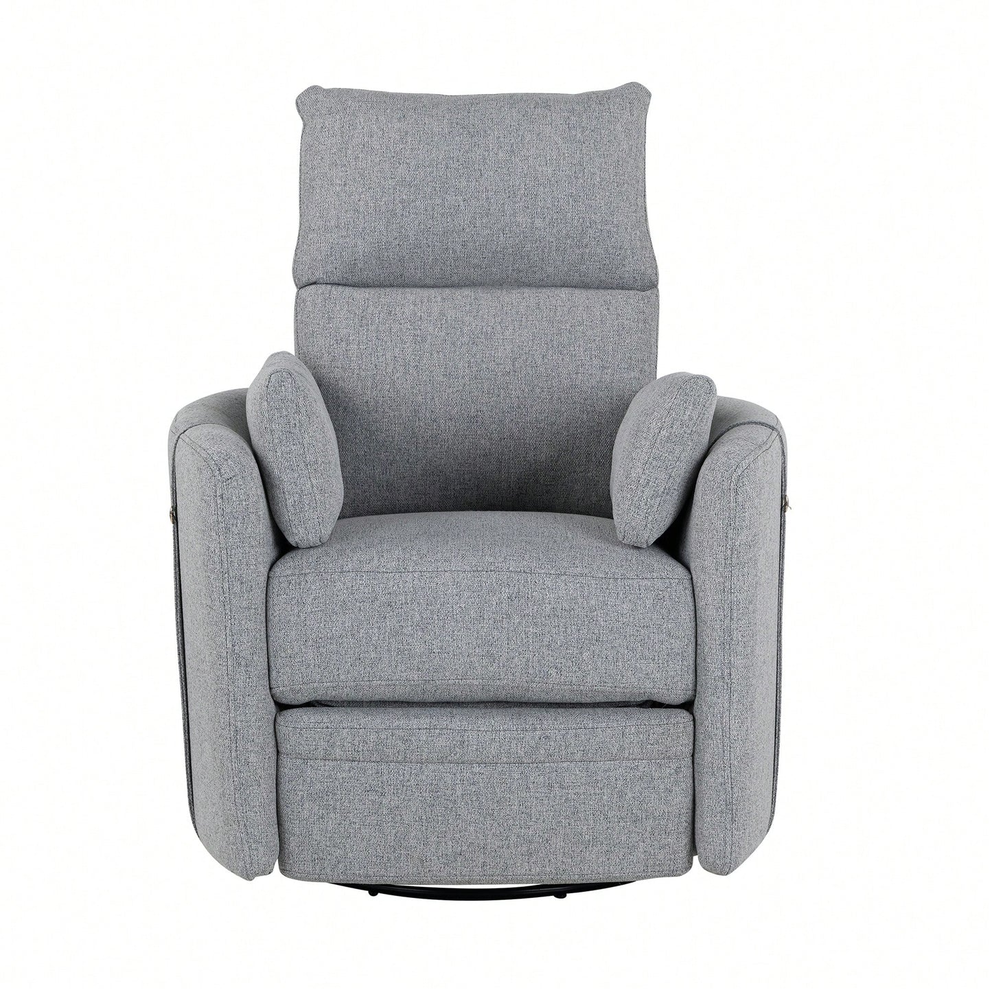 Upholstered Swivel Recliner Chair With Rocker Function And Removable Pillows For Nursery And Living Room In Beige