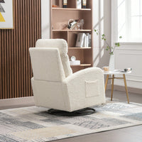 Upholstered Swivel Glider Rocking Chair For Nursery Modern Design With Left Bag Beige