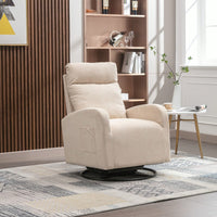 Upholstered Swivel Glider Rocking Chair For Nursery Modern Design With Left Bag Beige