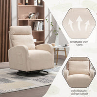 Upholstered Swivel Glider Rocking Chair For Nursery Modern Design With Left Bag Beige