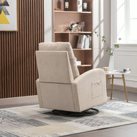 Upholstered Swivel Glider Rocking Chair For Nursery Modern Design With Left Bag Beige