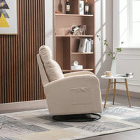 Upholstered Swivel Glider Rocking Chair For Nursery Modern Design With Left Bag Beige