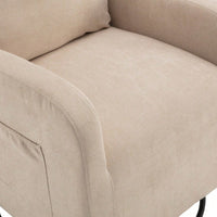 Upholstered Swivel Glider Rocking Chair For Nursery Modern Design With Left Bag Beige