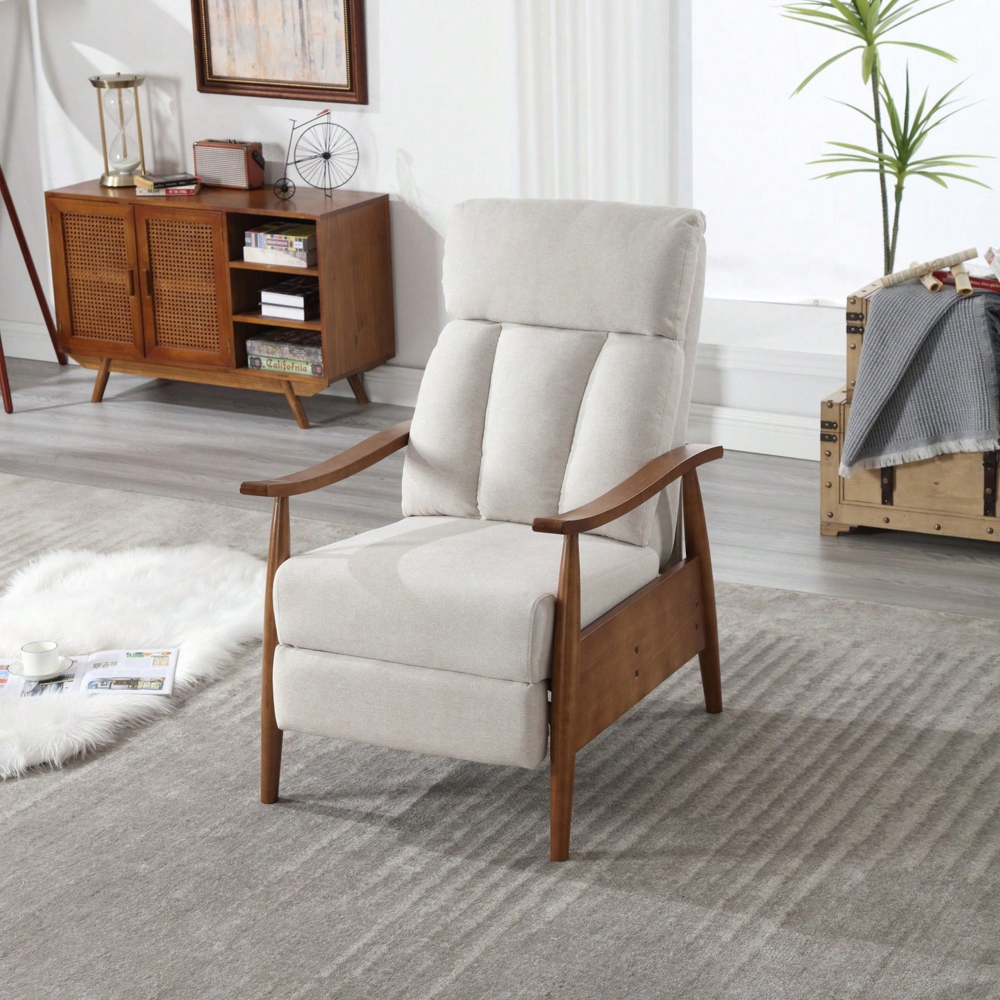 Modern Wood Frame Accent Lounge Chair For Living Room Comfort