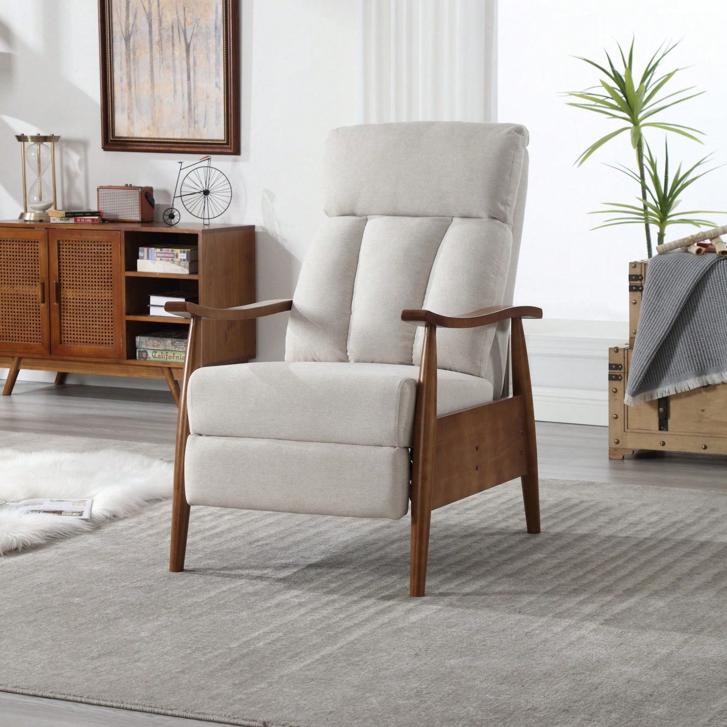 Modern Wood Frame Accent Lounge Chair For Living Room Comfort