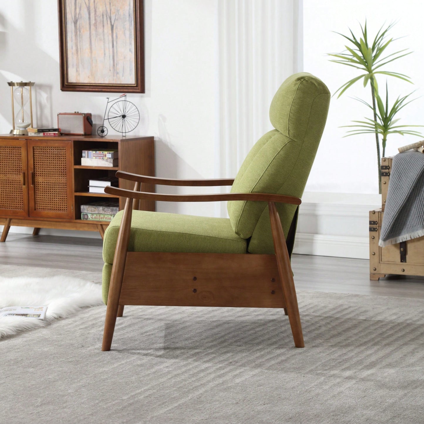 Modern Wood Frame Accent Lounge Chair For Living Room Comfort