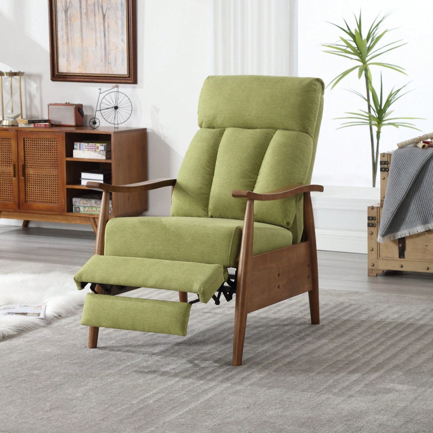 Modern Wood Frame Accent Lounge Chair For Living Room Comfort