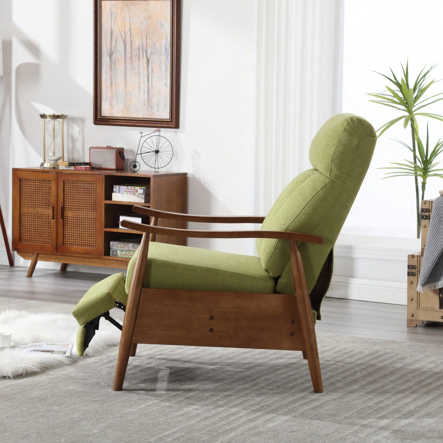 Modern Wood Frame Accent Lounge Chair For Living Room Comfort