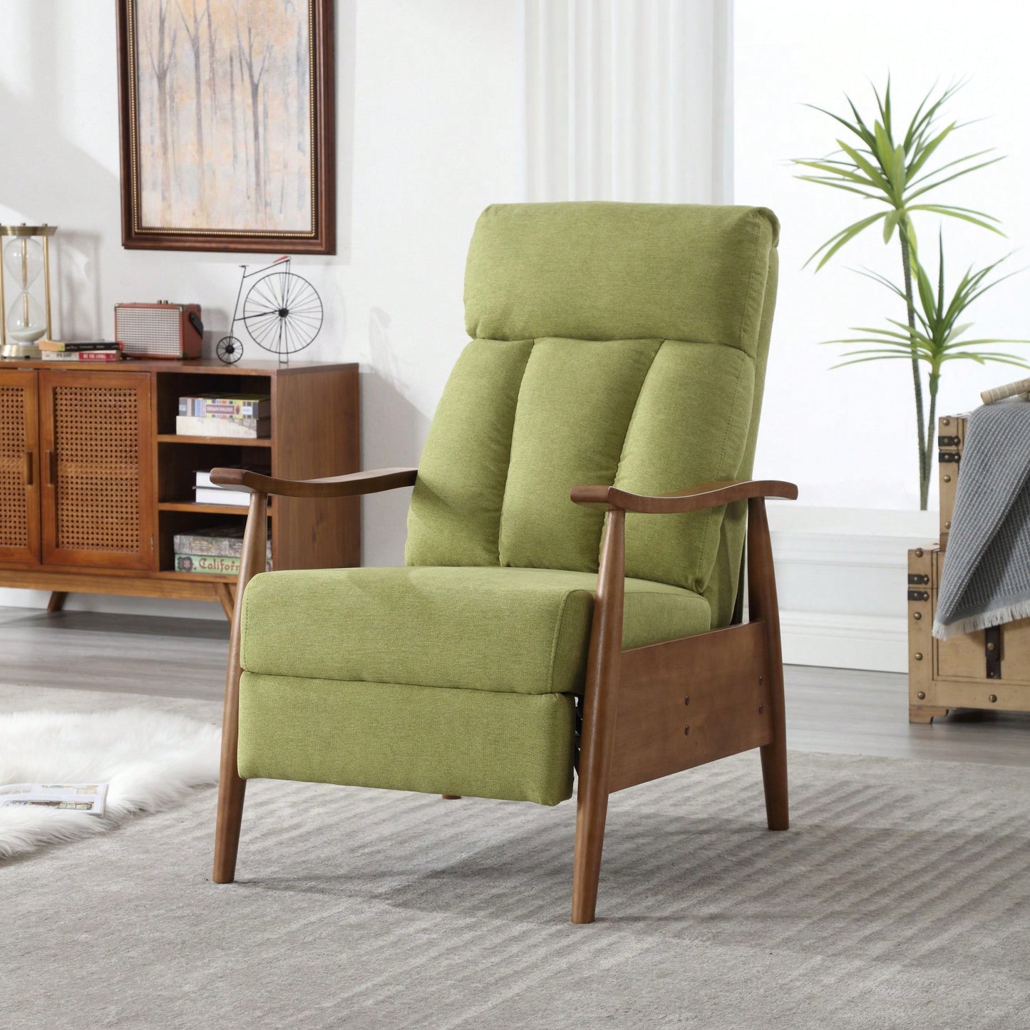 Modern Wood Frame Accent Lounge Chair For Living Room Comfort