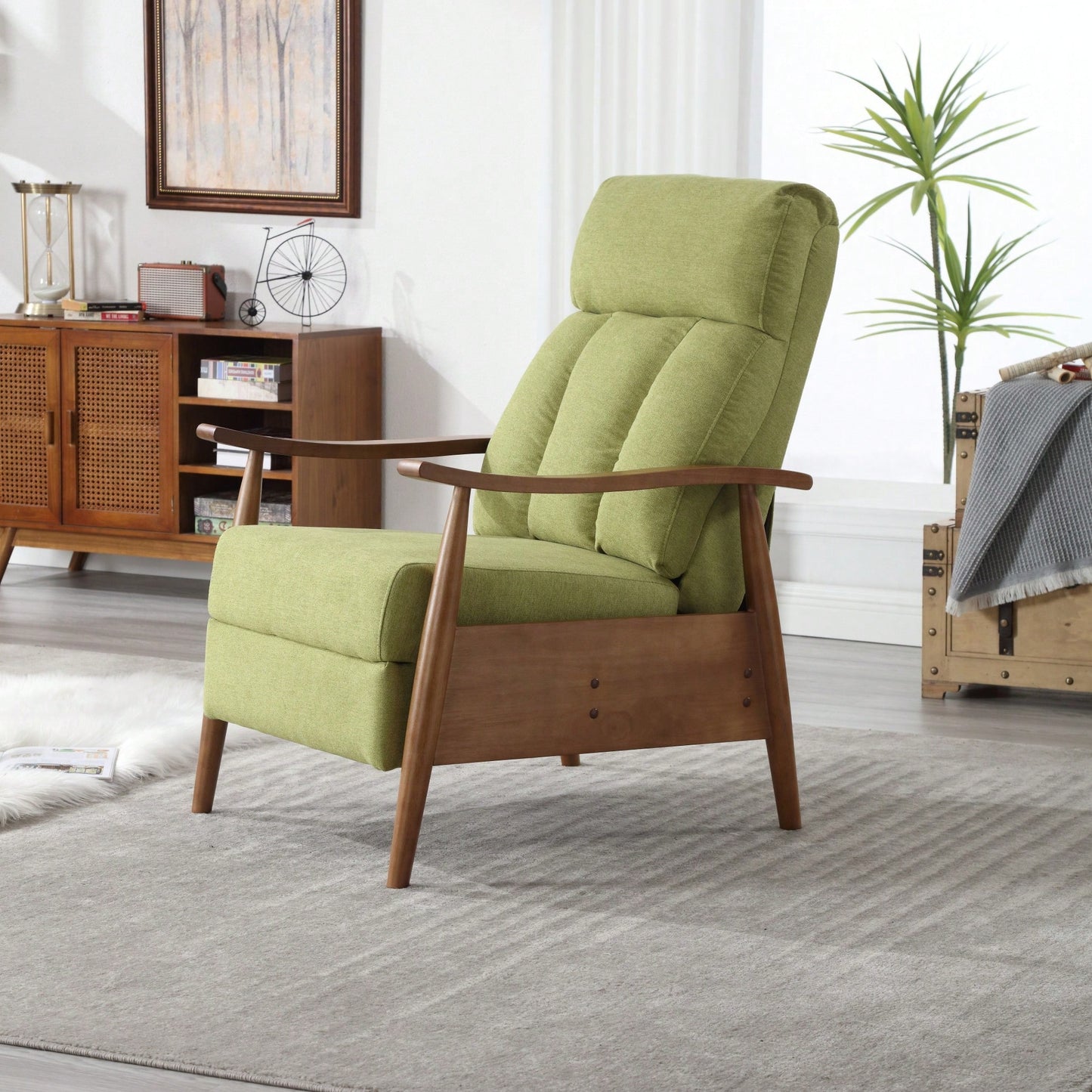 Modern Wood Frame Accent Lounge Chair For Living Room Comfort