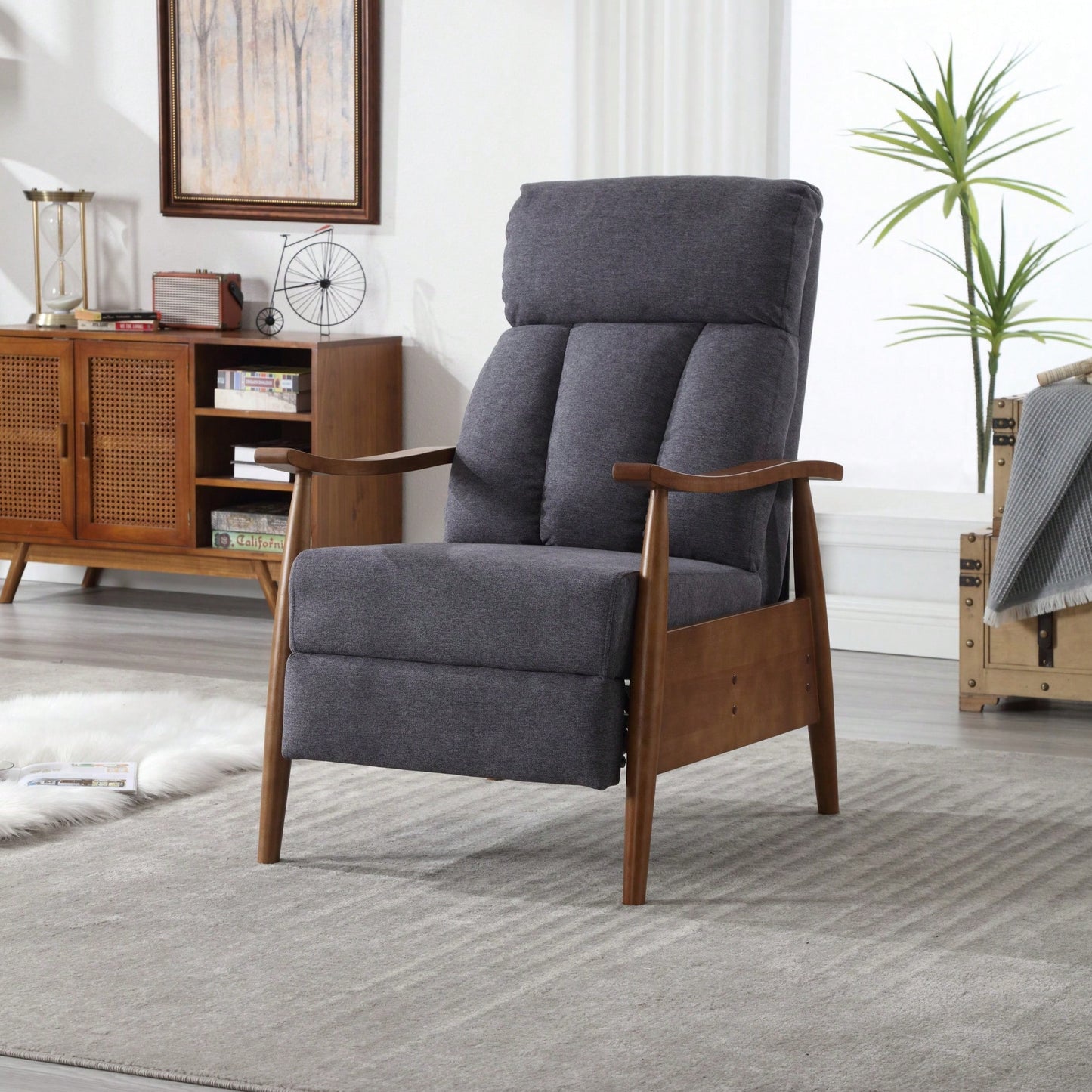 Modern Wood Frame Accent Lounge Chair For Living Room Comfort