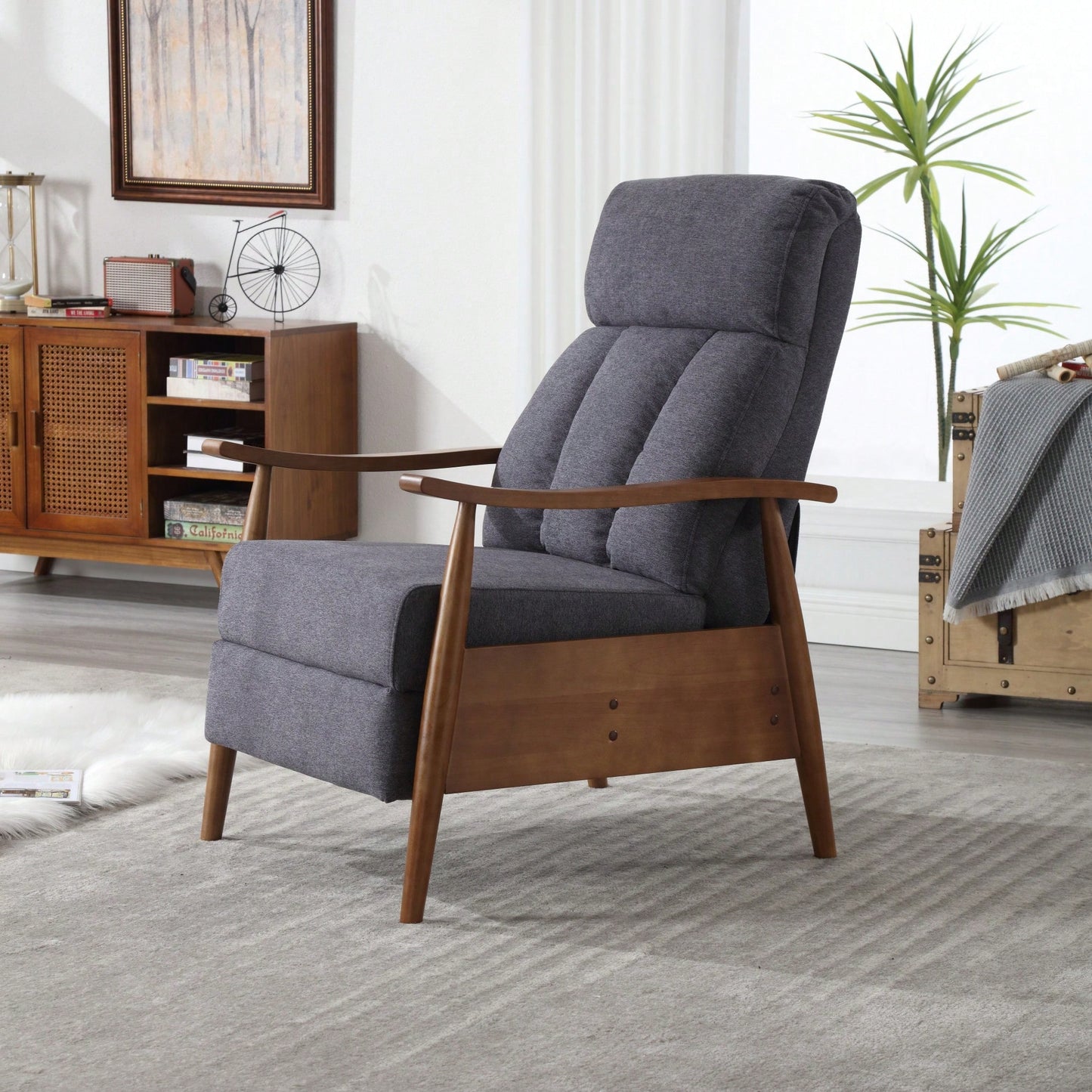 Modern Wood Frame Accent Lounge Chair For Living Room Comfort