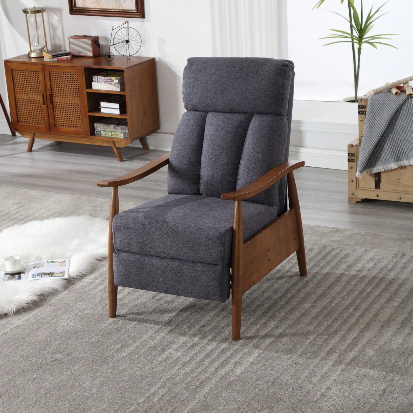 Modern Wood Frame Accent Lounge Chair For Living Room Comfort