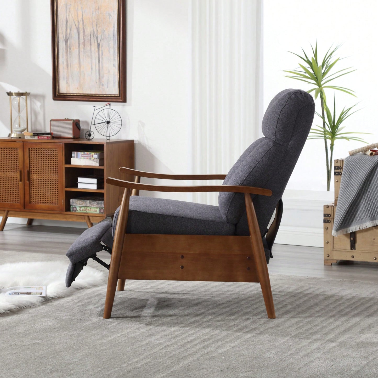 Modern Wood Frame Accent Lounge Chair For Living Room Comfort