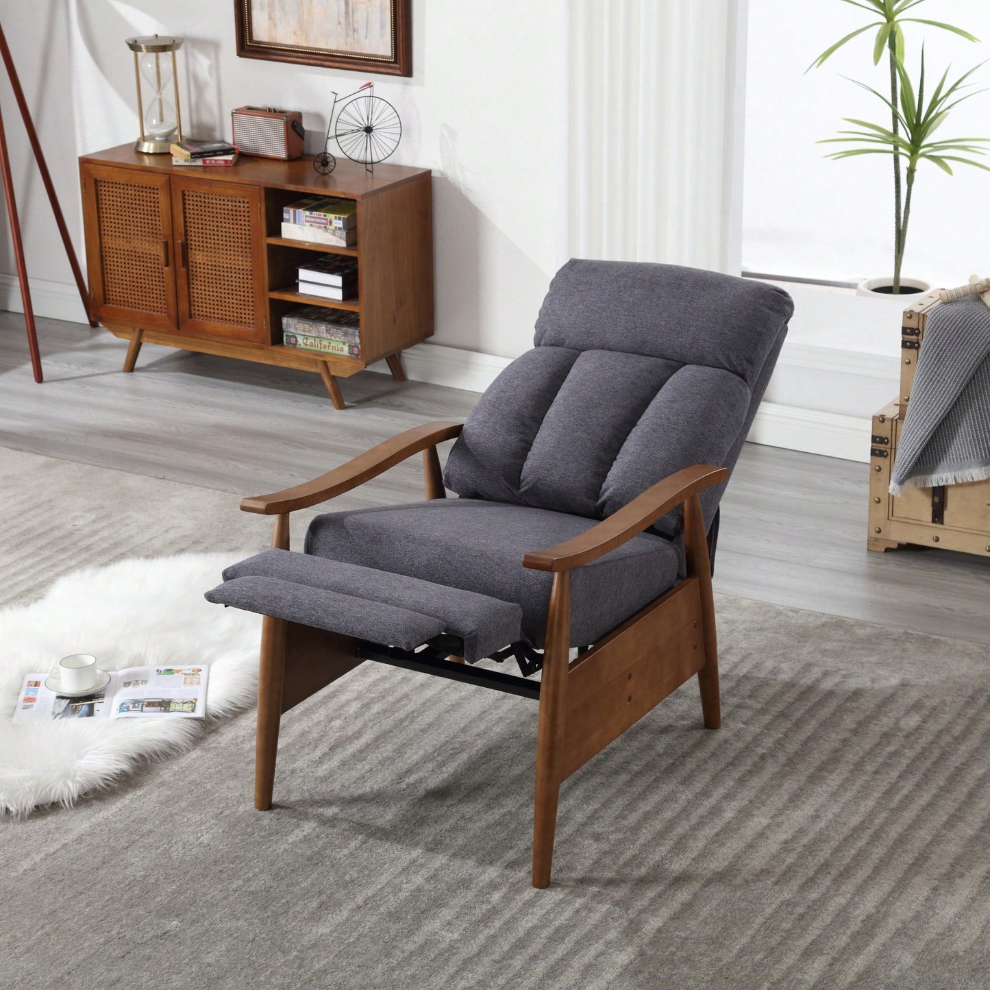 Modern Wood Frame Accent Lounge Chair For Living Room Comfort