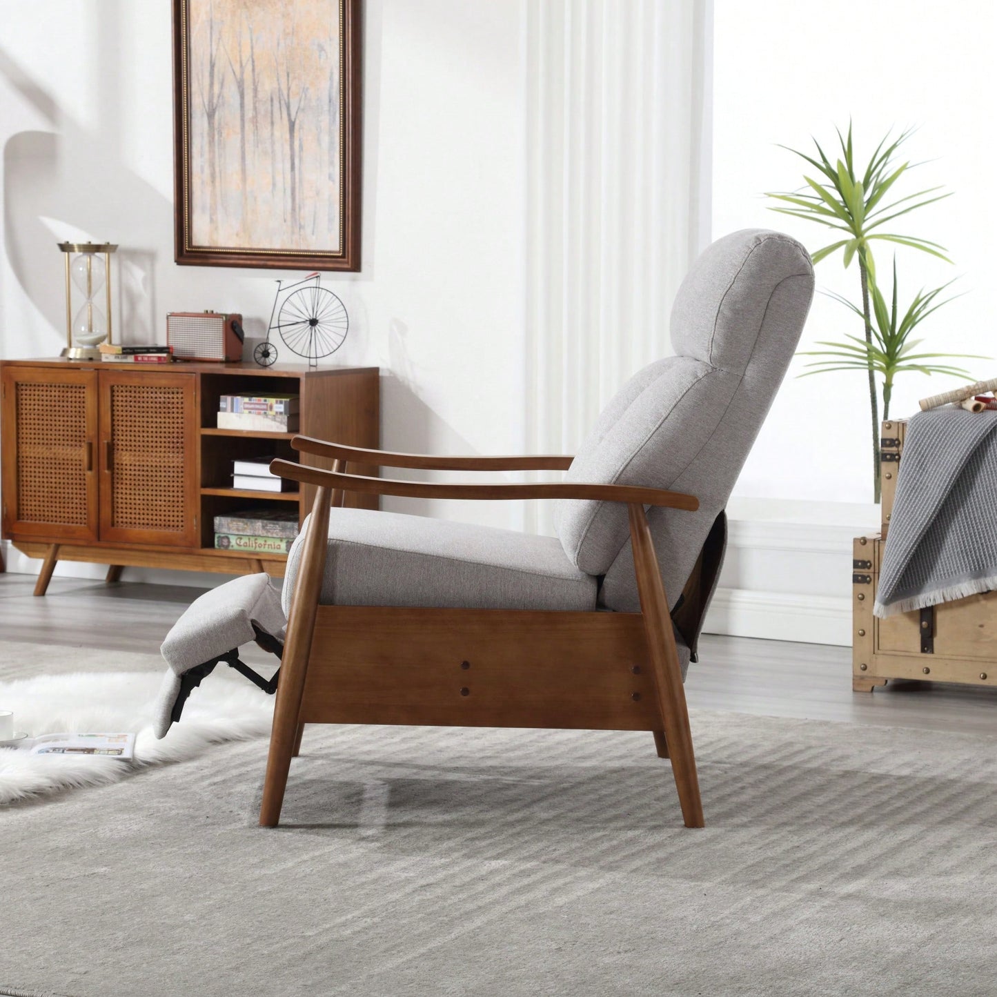 Modern Wood Frame Accent Lounge Chair For Living Room Comfort