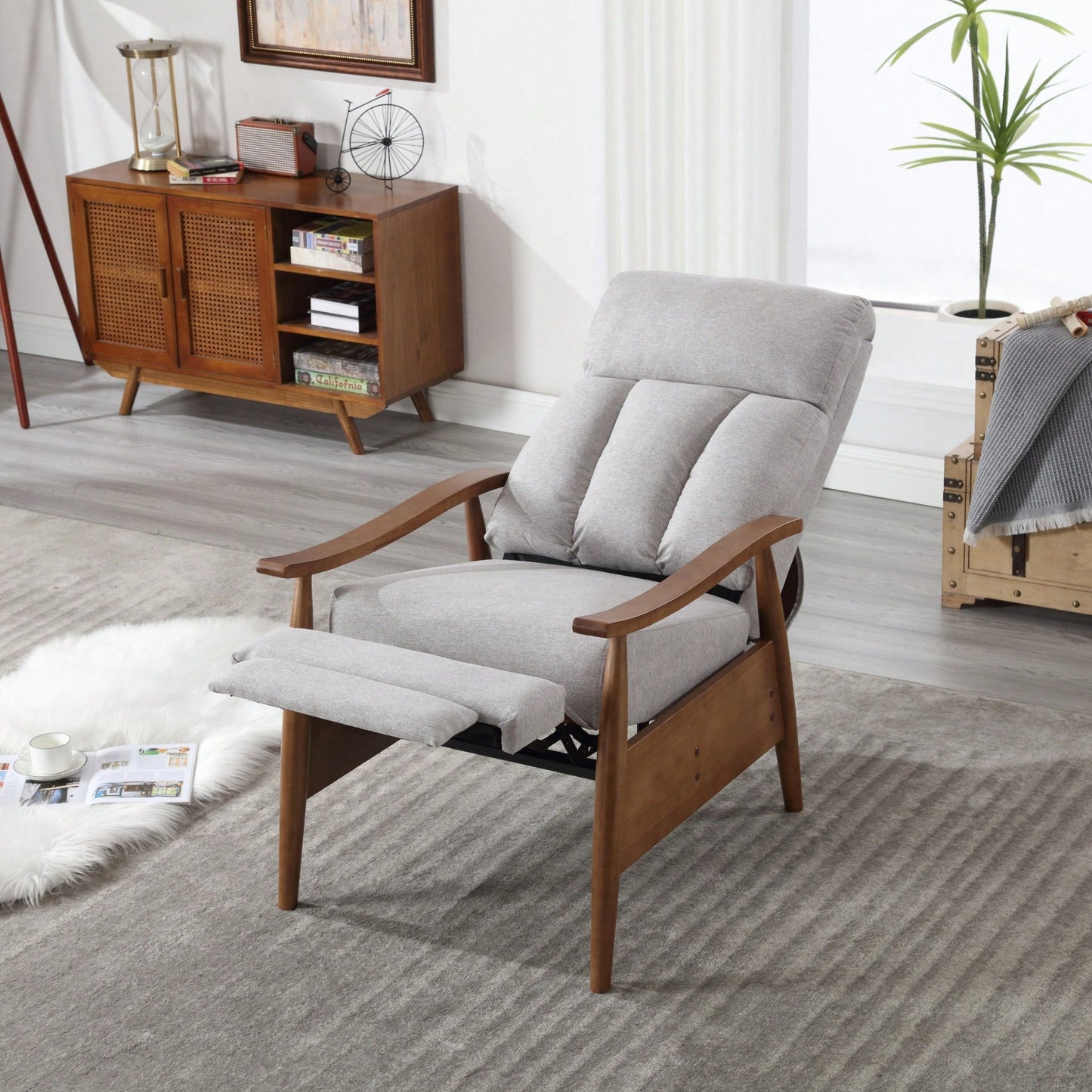 Modern Wood Frame Accent Lounge Chair For Living Room Comfort