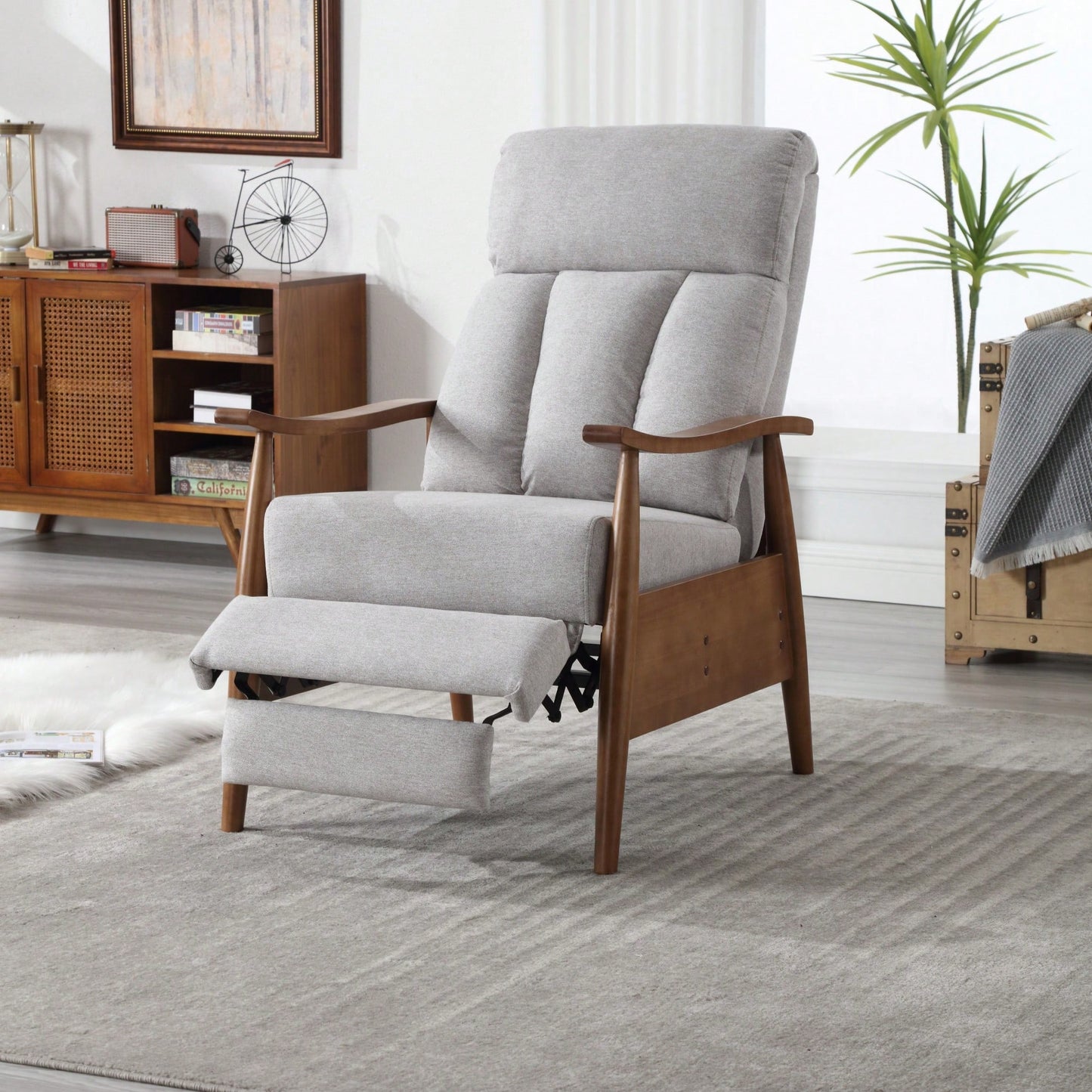 Modern Wood Frame Accent Lounge Chair For Living Room Comfort