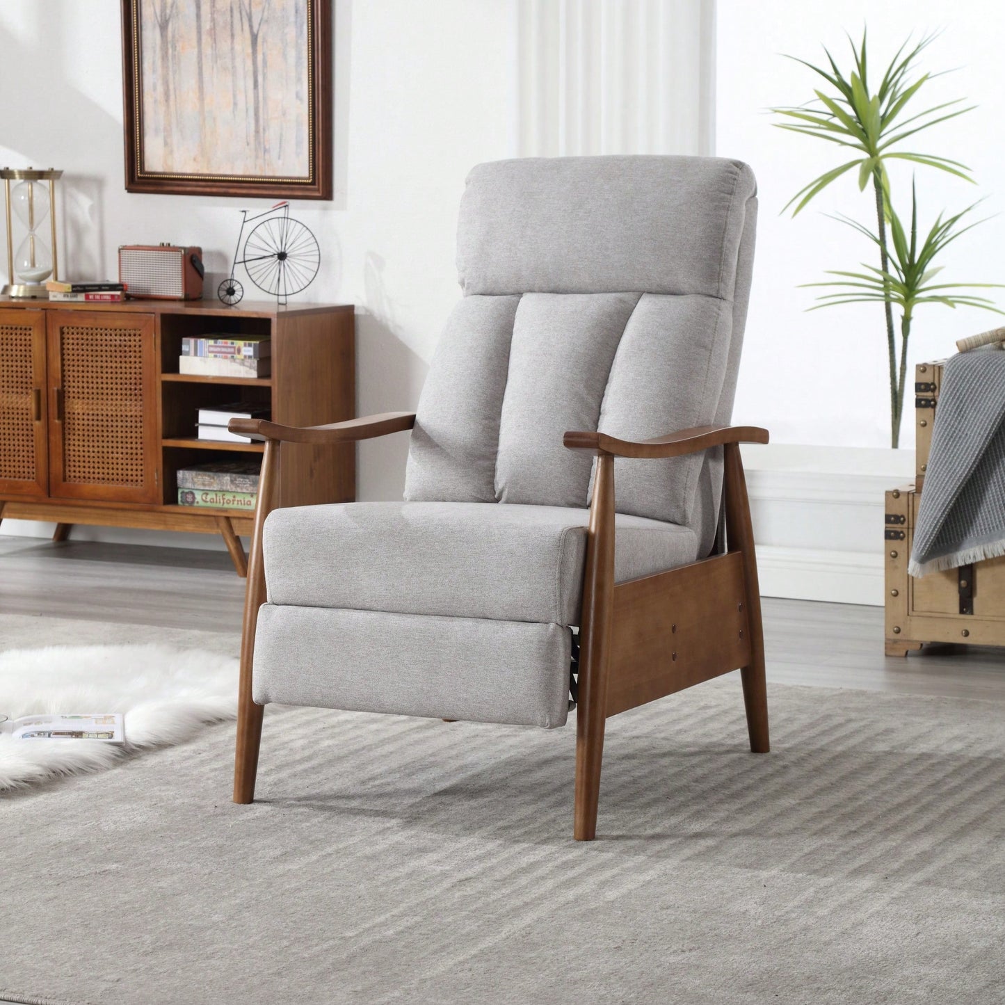 Modern Wood Frame Accent Lounge Chair For Living Room Comfort