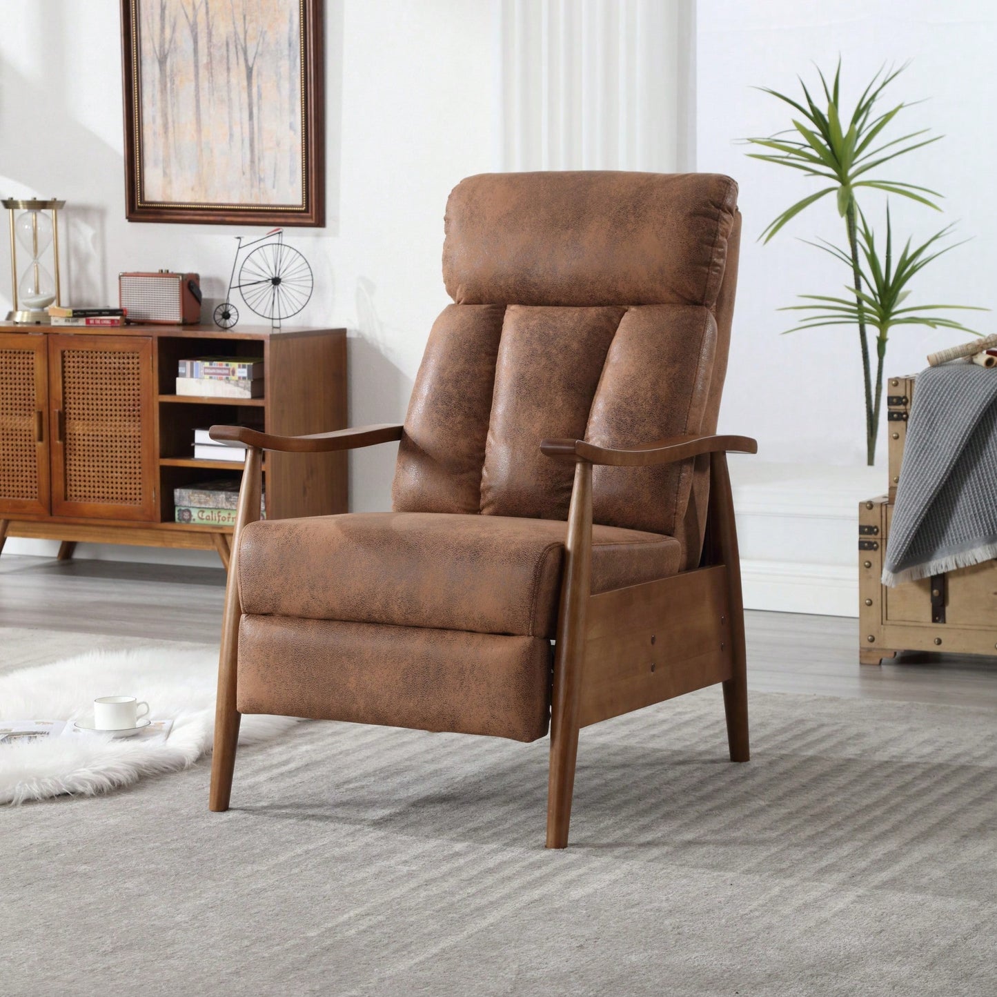 Modern Wood Frame Accent Lounge Chair For Living Room Comfort