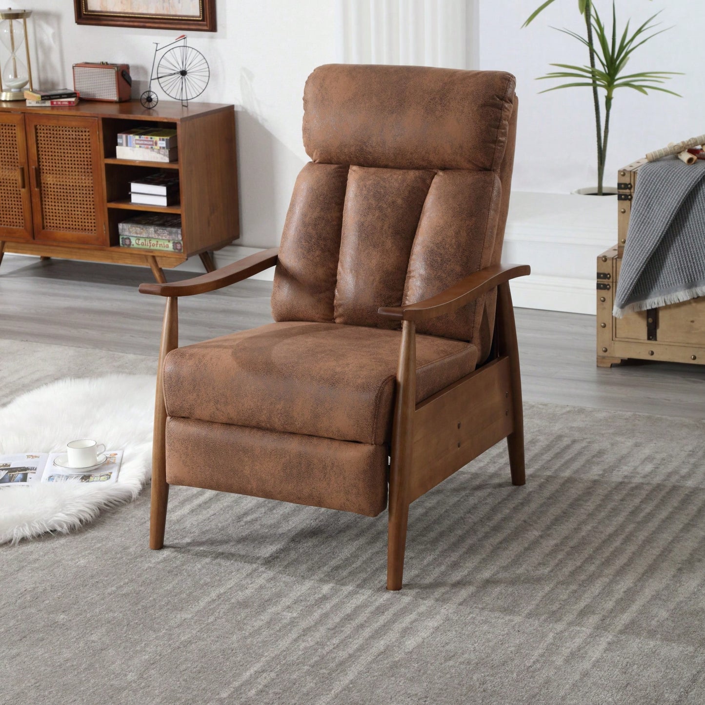 Modern Wood Frame Accent Lounge Chair For Living Room Comfort