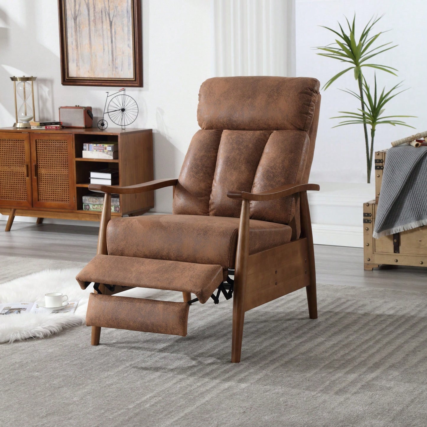 Modern Wood Frame Accent Lounge Chair For Living Room Comfort