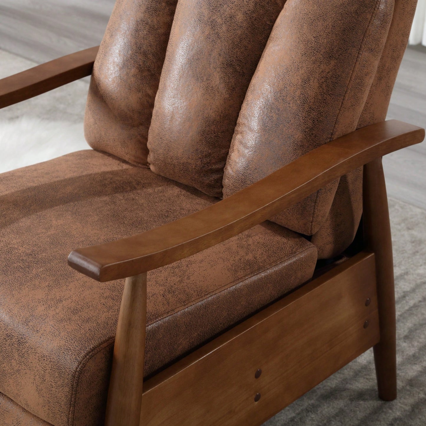 Modern Wood Frame Accent Lounge Chair For Living Room Comfort