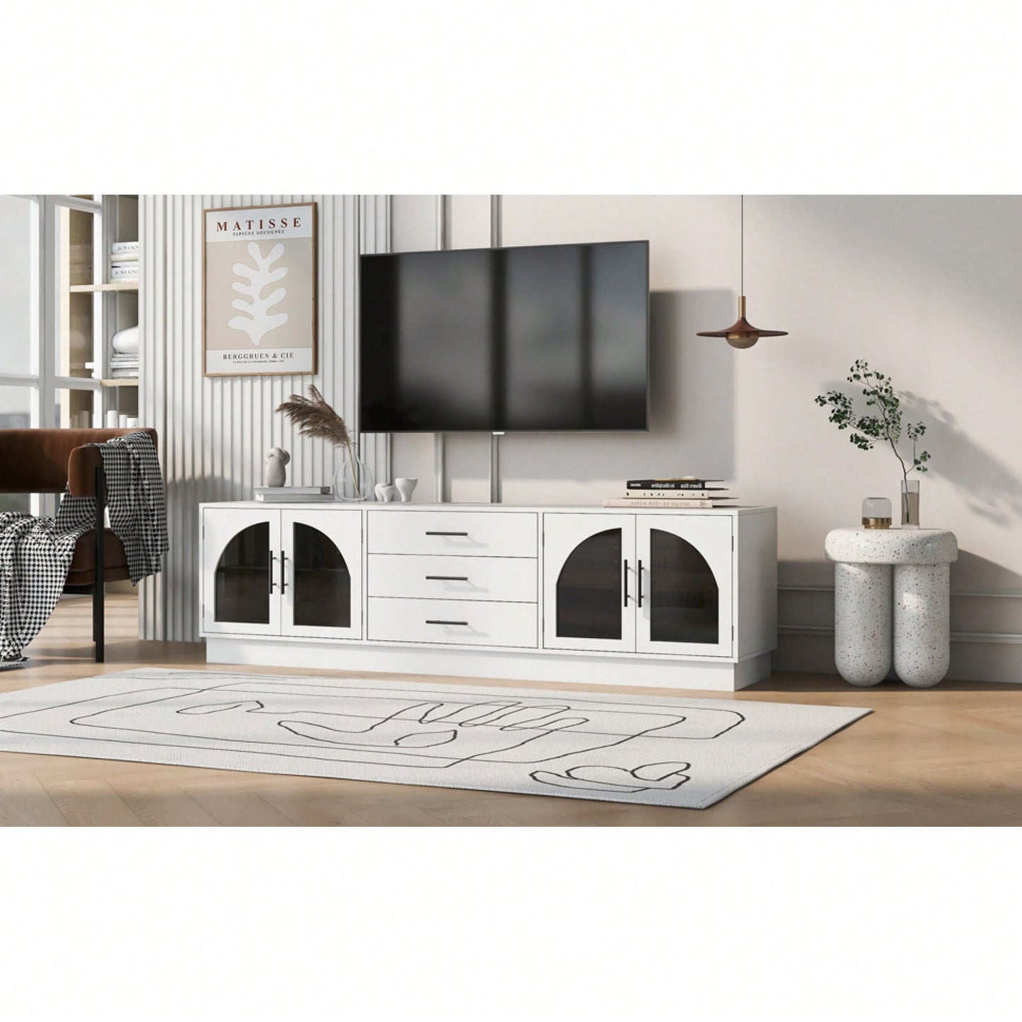 Modern Minimalist TV Stand For 75 Inch TVs Entertainment Center Media Console With Adjustable Shelves For Living Room