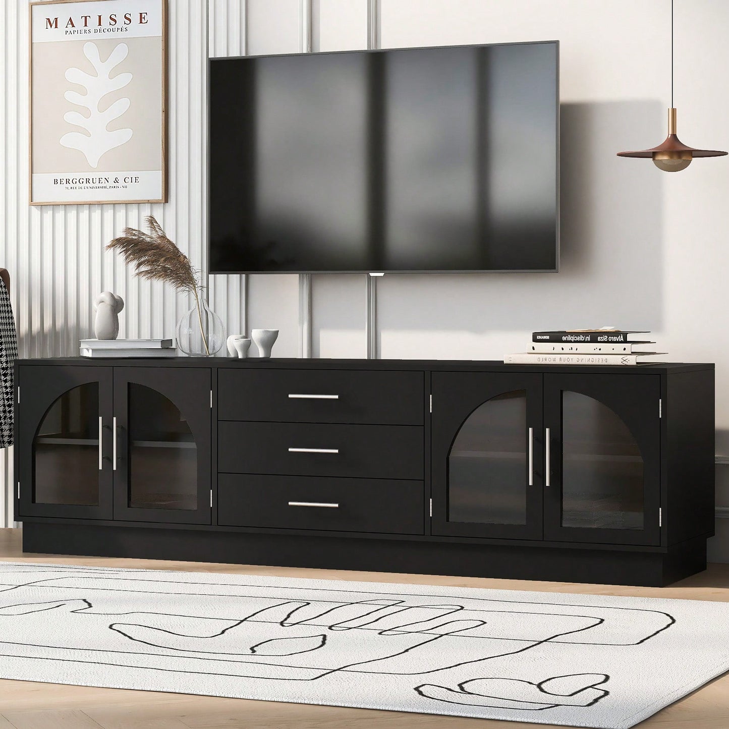 Modern Minimalist TV Stand For 75 Inch TVs Entertainment Center Media Console With Adjustable Shelves For Living Room