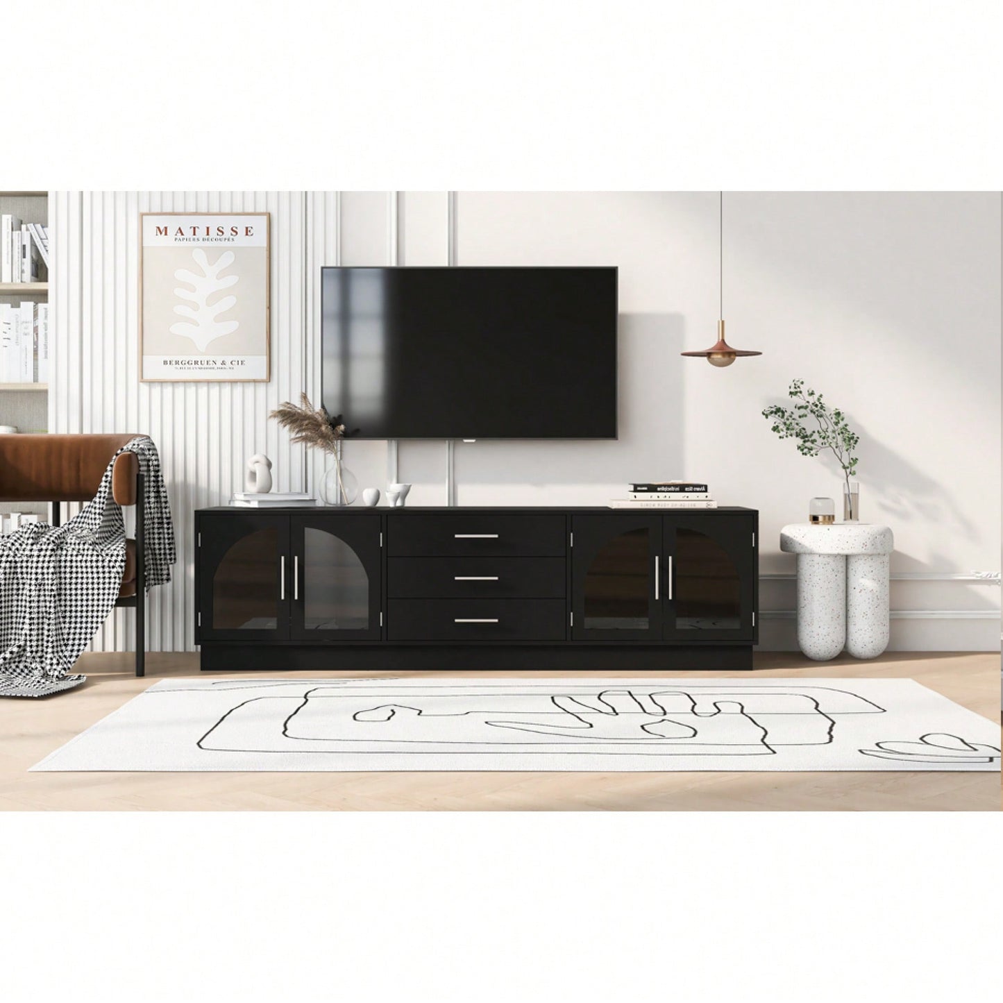 Modern Minimalist TV Stand For 75 Inch TVs Entertainment Center Media Console With Adjustable Shelves For Living Room