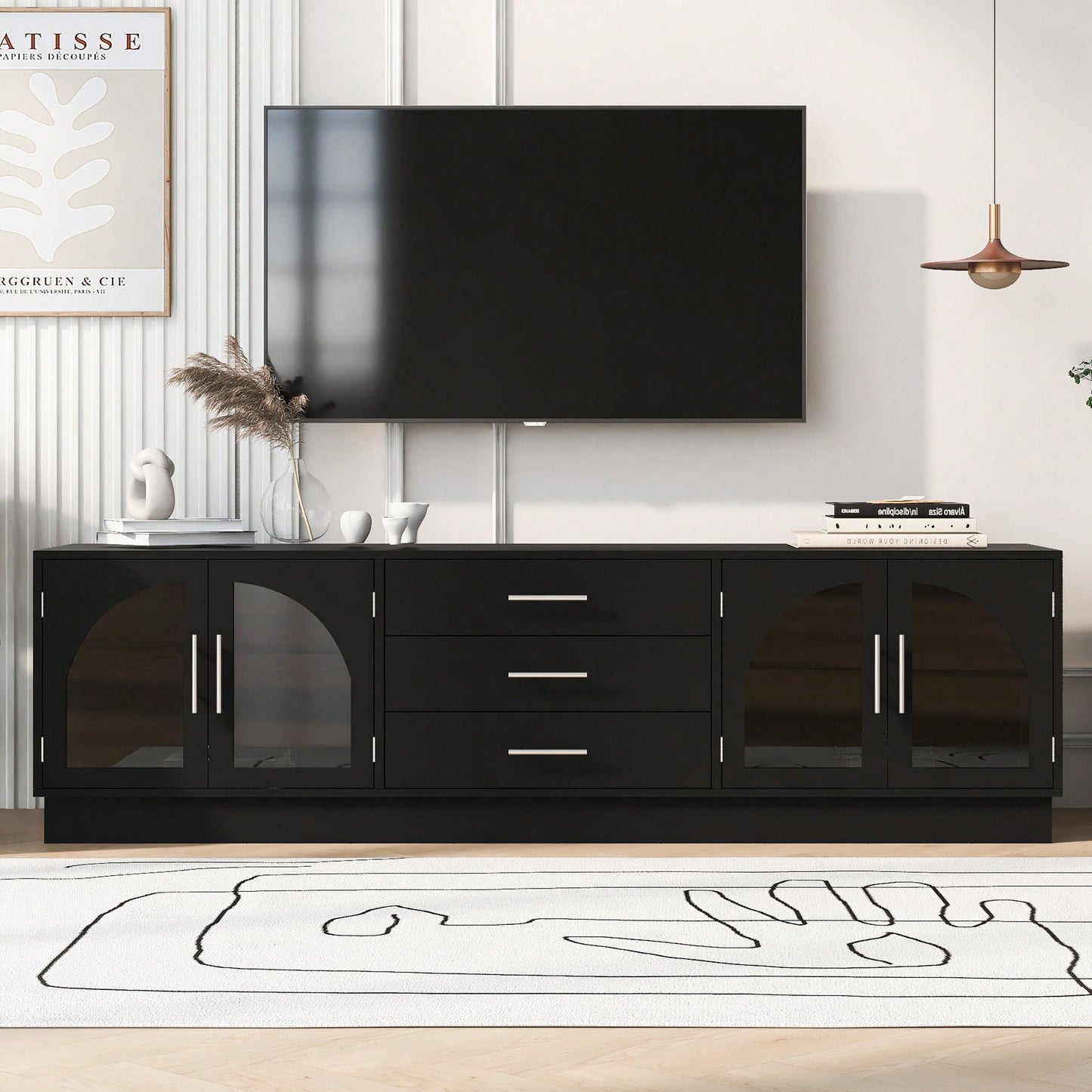 Modern Minimalist TV Stand For 75 Inch TVs Entertainment Center Media Console With Adjustable Shelves For Living Room