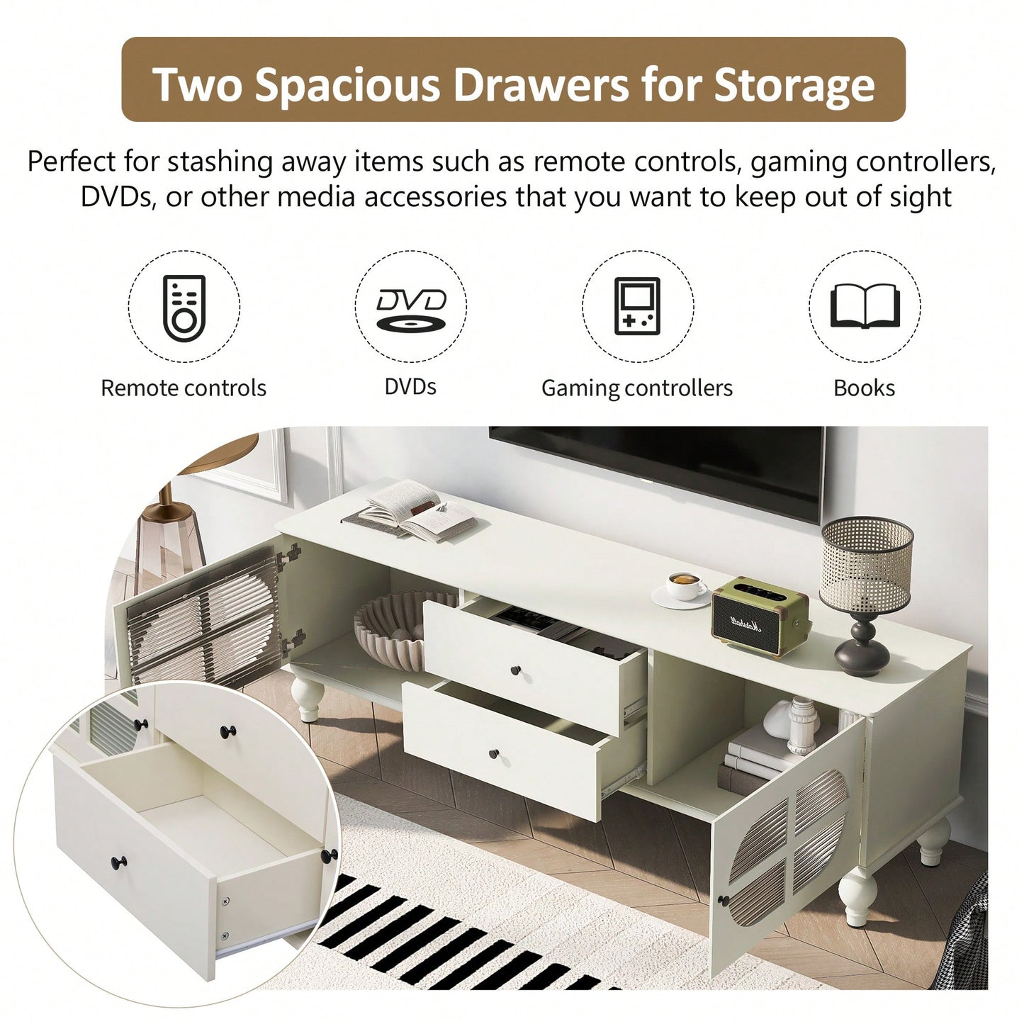 Modern 68.9 Inch TV Stand For Up To 75 Inch TVs, Stylish Entertainment Center With Fluted Glass Doors And Five Solid Wood Legs